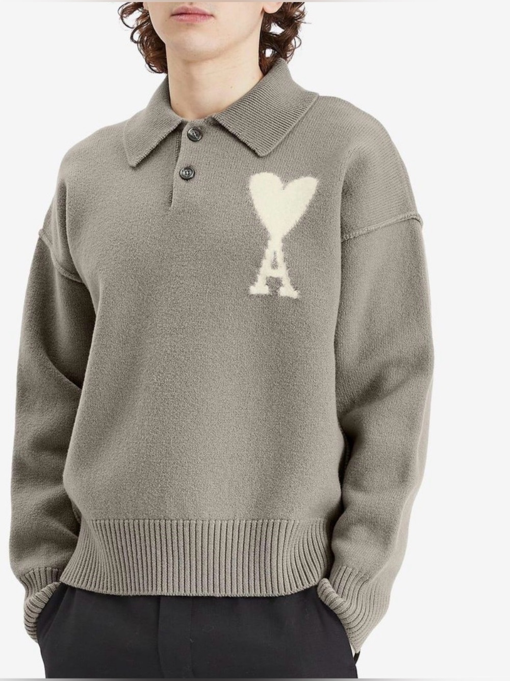 AMI PARIS OFF WHITE ADC POLO Ash & Off White Size Small